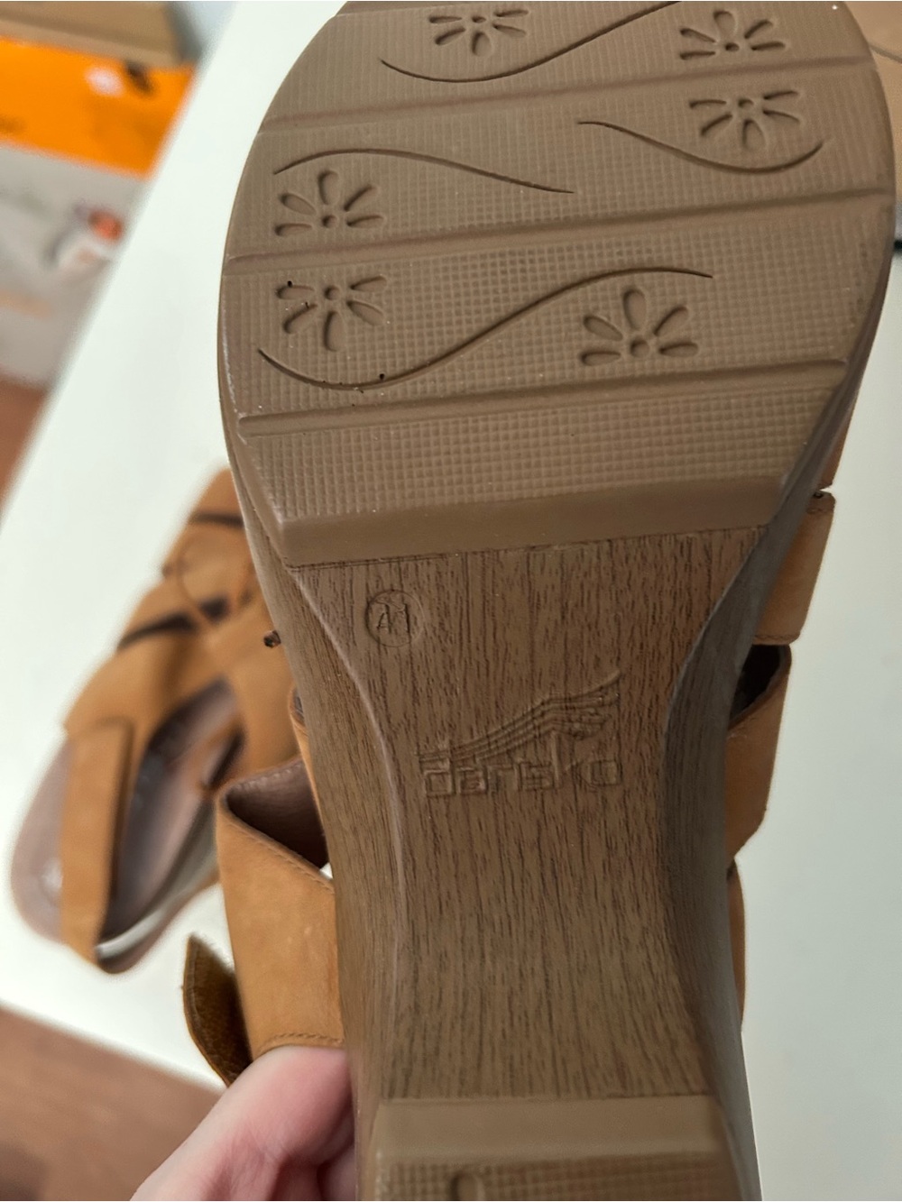 Women’s Dansko Tan Leather Platform Sandals - Wedge Lace-Up - Picture 2 of 3